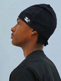 SHEIN Nylon Elastic Sports Cap Quick-Dry Breathable Unisex Black-White